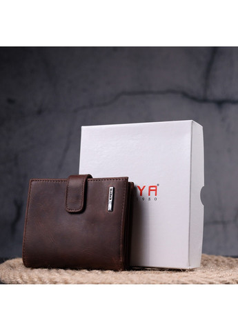 Невеликий чоловічий гаманець у вінтажній шкірі 9,5х11х2,5 см Karya (258031385)