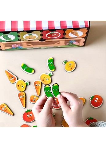 Деревянная настольная игра "Овощи -2" сортер-комодик 24х15х6 см No Brand (258032827)