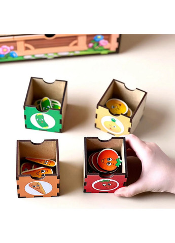 Деревянная настольная игра "Овощи -2" сортер-комодик 24х15х6 см No Brand (258032827)