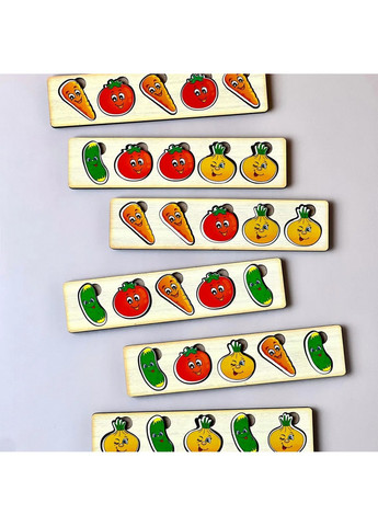 Деревянная настольная игра "Овощи -2" сортер-комодик 24х15х6 см No Brand (258032827)