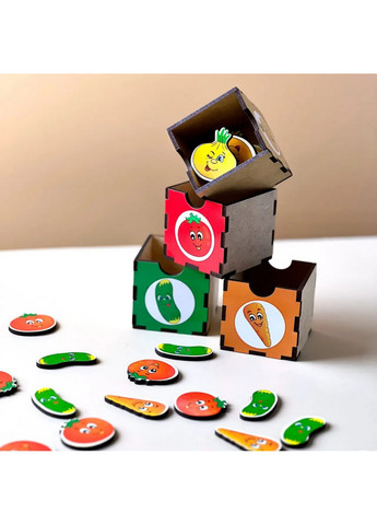 Деревянная настольная игра "Овощи -2" сортер-комодик 24х15х6 см No Brand (258032827)