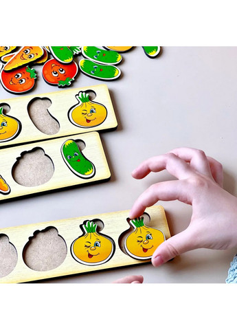 Деревянная настольная игра "Овощи -2" сортер-комодик 24х15х6 см No Brand (258032827)