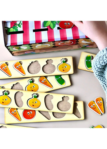 Деревянная настольная игра "Овощи -2" сортер-комодик 24х15х6 см No Brand (258032827)