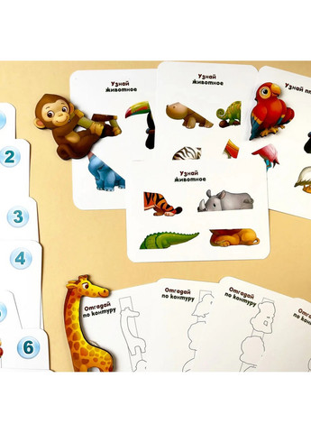 Дерев'яна настільна гра "Повтори за схемою - Африка" на липучках 32х23х1 см No Brand (258030833)