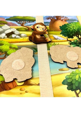 Дерев'яна настільна гра "Повтори за схемою - Африка" на липучках 32х23х1 см No Brand (258030833)