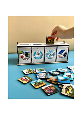 Настольная развивающая игра "Виды транспорта" комодик-сортер 8х23х9 см No Brand (258032866)