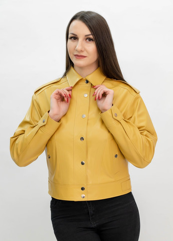 Желтая демисезонная женская кожаная куртка весна Fabio Monti