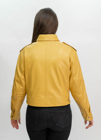 Жовта демісезонна жіноча шкіряна куртка весна Fabio Monti