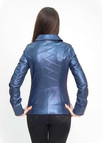 Синя демісезонна жіноча шкіряна куртка весна Fabio Monti