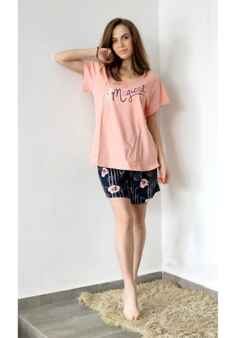 Комбінована батальна жіноча піжама з шортами та футболкою футболка + шорти Vienetta