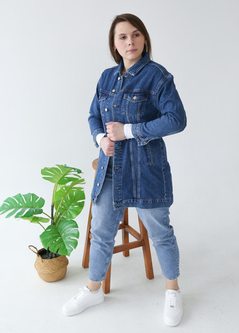 Синя демісезонна джинсова куртка жіноча синя видовжена JEANSclub Прямая