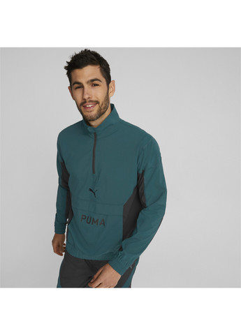 Зеленая демисезонная куртка fit woven half-zip training jacket men Puma