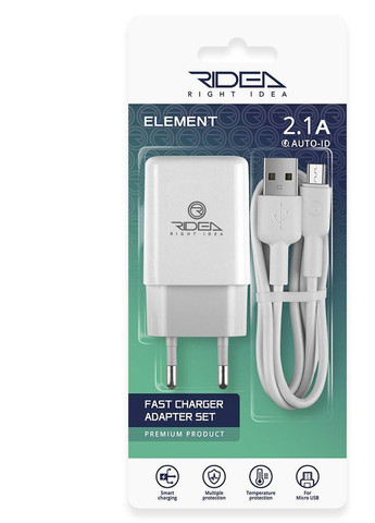 Сетевое Зарядное Устройство Ridea RW-11111 Element Micro-USB 2.1 A 10.5W Белый No Brand (258080013)