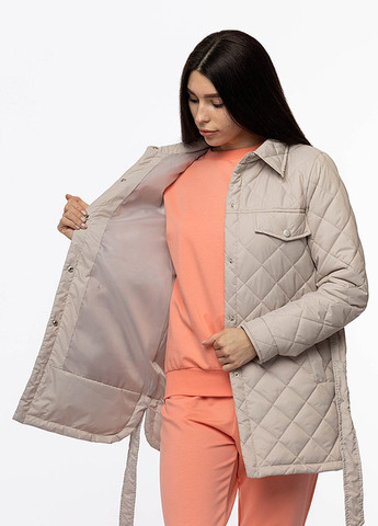 Молочна демісезонна жіноча стьобана куртка No Brand