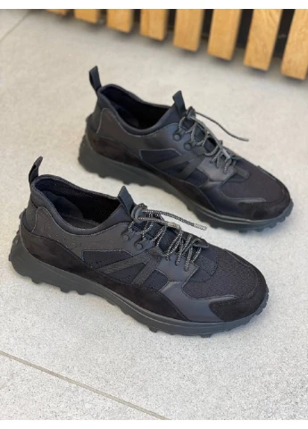 Черные демисезонные мужские кожаные кроссовки 44 VZUTIK