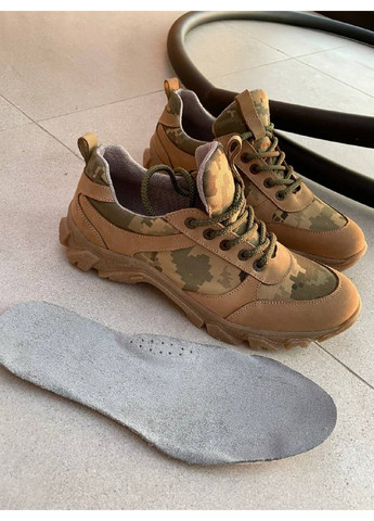 Оливковые (хаки) демисезонные мужские кроссовки из нубука 45 VZUTIK