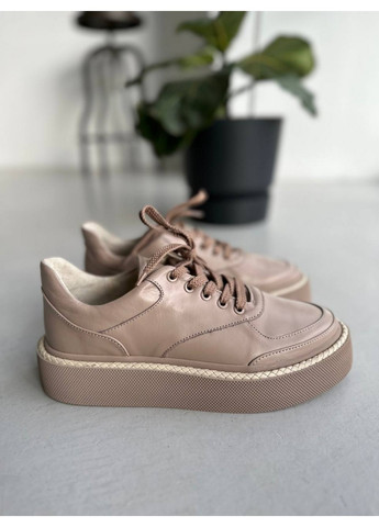 Бежеві жіночі шкіряні кеди 40 VZUTIK