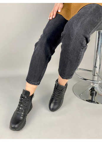 Черные зимние женские кожаные кроссовки 38 VZUTIK