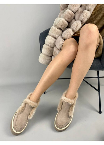 VZUTIK Женские замшевые лоферы 38 бежевый з натуральная замша, украина — зима (258163455)