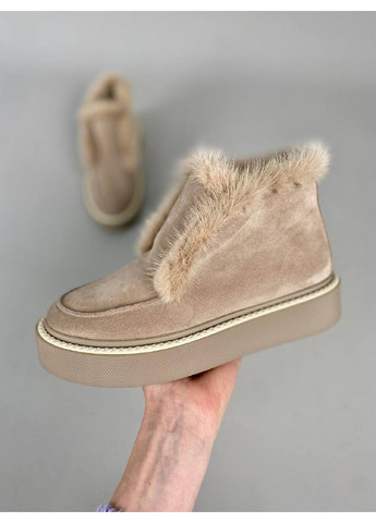 VZUTIK Женские замшевые лоферы 38 бежевый з натуральная замша, украина — зима (258163455)