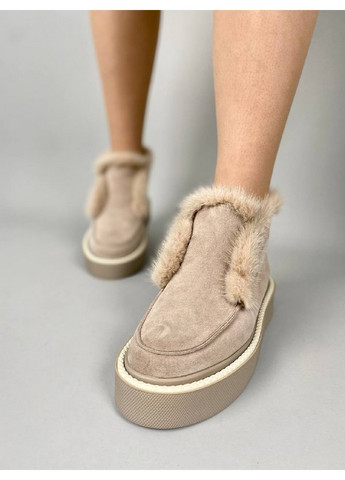 VZUTIK Женские замшевые лоферы 38 бежевый з натуральная замша, украина — зима (258163455)