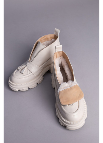 VZUTIK Женские кожаные лоферы 36 молочный з натуральная кожа, украина — зима (258161956)