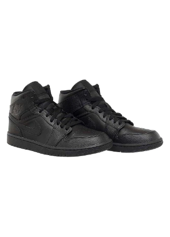 Черные демисезонные кроссовки мужские 1 mid triple black Jordan