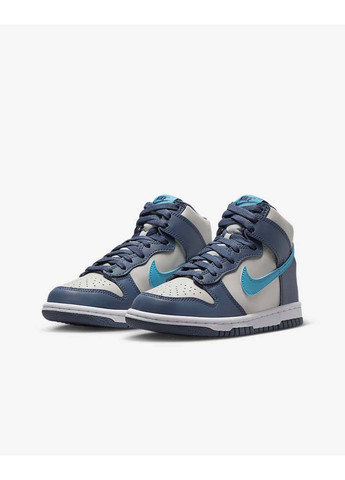 Синие демисезонные кроссовки женские dunk high gs grey blue Nike