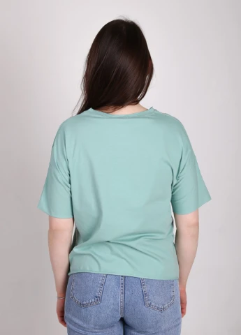 Футболка женская оливковая укороченная с надписью JEANSclub Короткая - (258190239)