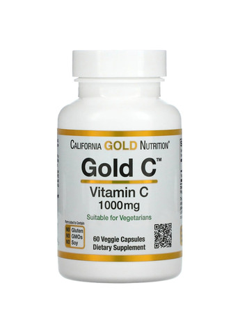 Покращений вітамін С Gold Vitamin C 1000mg - 60caps California Gold Nutrition (258191574)
