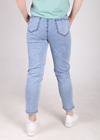 Джинсы женские голубые МОМ тонкие пояс на резинке MOM CARMITO - (258232059)