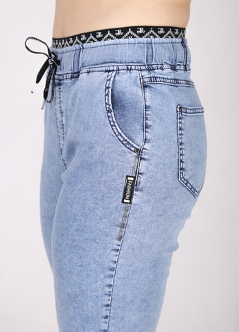 Джинсы женские голубые МОМ тонкие пояс на резинке MOM CARMITO - (258232059)