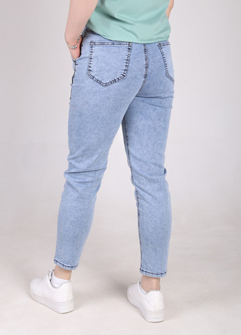 Джинсы женские голубые МОМ тонкие пояс на резинке MOM CARMITO - (258232059)