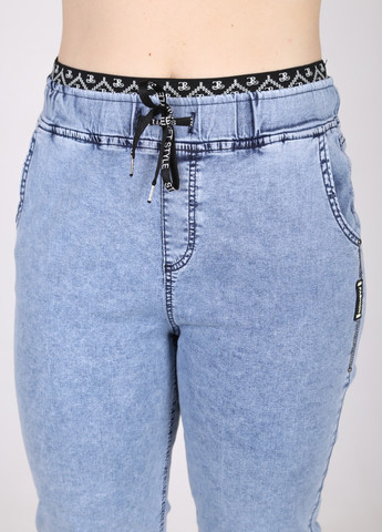 Джинсы женские голубые МОМ тонкие пояс на резинке MOM CARMITO - (258232059)