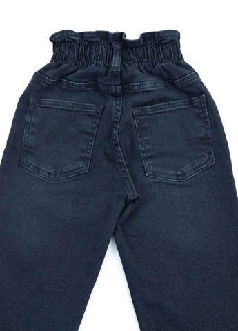 Темно-серые демисезонные мом фит джинсы для девочек мом темно-серые с резинкой Altun