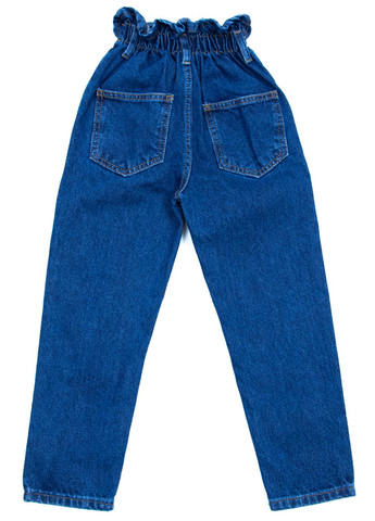 Темно-синие демисезонные мом фит джинсы для девочек темно-синие мом с резинкой JEANSclub