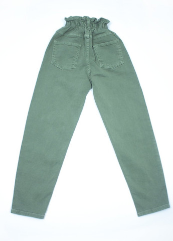 Зеленые демисезонные мом фит джинсы на резинке для девочек мом зеленые Altun