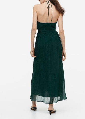 Темно-зеленое вечернее платье H&M однотонное