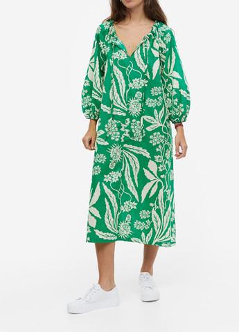 Зелена кежуал сукня H&M з малюнком