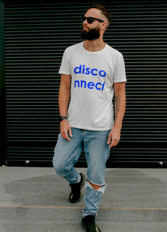 Белая футболка ctrl+ чоловіча біла "disconnect" Ctrl+