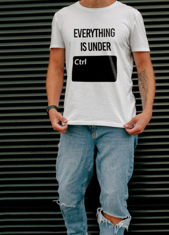 Белая футболка чоловіча біла "everything is under cntrl" Ctrl+