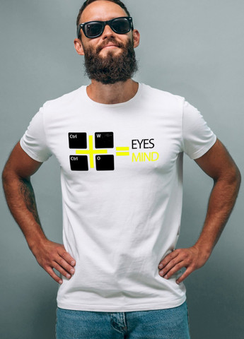 Біла футболка мужская белая "eyes mind" Ctrl+
