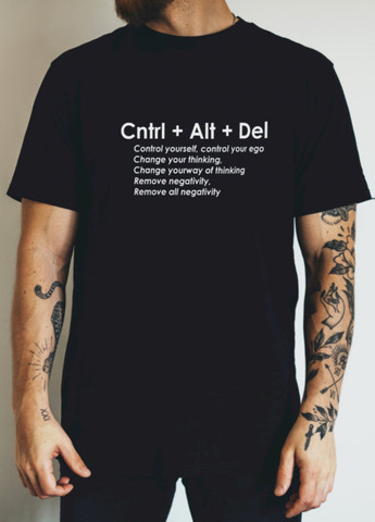 Чорна футболка "cntrl + alt + del " Ctrl+