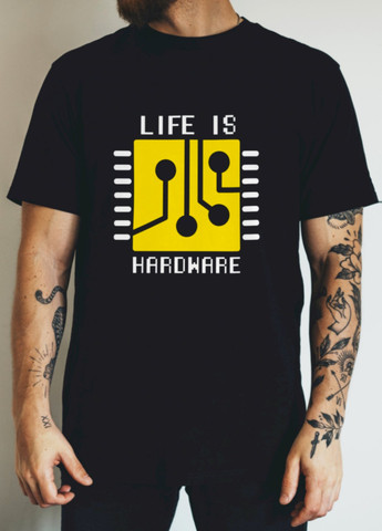 Черная футболка "life is hardware" Ctrl+