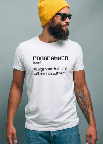 Белая футболка чоловіча біла "programmer" Ctrl+