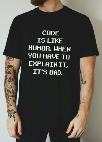 Чорна футболка "code is like humor." Ctrl+