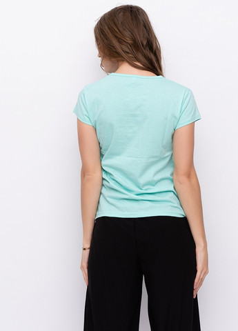 Мятная летняя футболка женская с коротким рукавом ISSA PLUS WN9-10