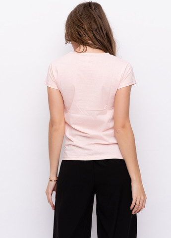 Розовая летняя футболка женская с коротким рукавом ISSA PLUS WN9-10