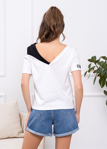 Белая летняя футболка женская с коротким рукавом ISSA PLUS 13775