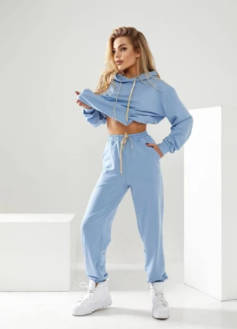 Женский спортивный костюм свободного кроя S-M L-XL 2XL-3XL 4XL-5XL(42-44 46-48 50-52 54-56) голубой No Brand (258243527)